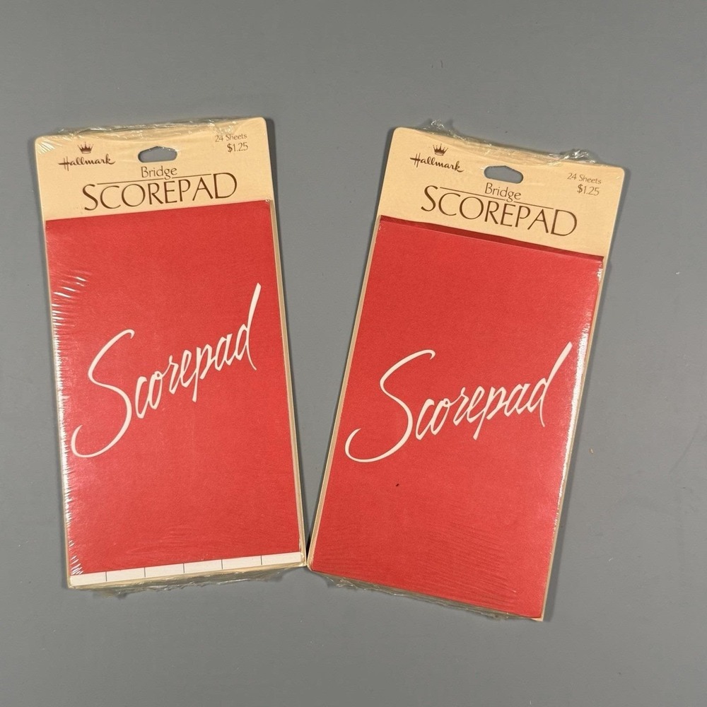 Sealed 2x Vintage Hallmark Bridge Scorepads 24 Sheets Each Red 125PA657 USA